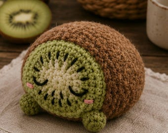 Kiwi Amigurumi Crochet Plush, Handmade Fruit Toy, Cute Kawaii Crochet Nursery Decor Gift