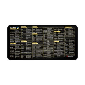 Python Cheat Sheet Desk Mat, Coding Shortcuts Mouse Pad, Large Programmer Desk Pad, Software Engineer Gift, Computer Tech Office Decor