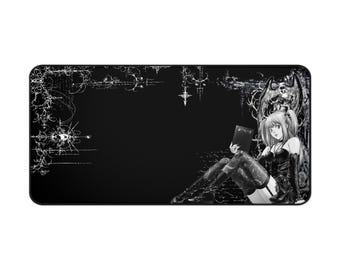 Death Note Desk Mat, Misa Amane Gothic Anime Desk Pad, Black and White Anime Gaming Mousepad, Dark Academia Setup Decor