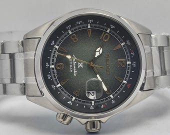 Orologio automatico Seiko Alpinist di fabbricazione giapponese, quadrante verde 6R35, acciaio inossidabile