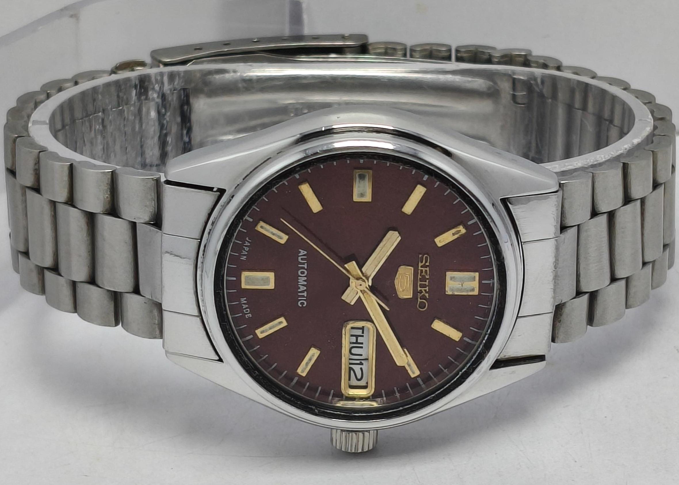 ⭐️【SEIKO】セイコー5actus 腕時計　自動巻き ブラウン 稼働品 Seiko 5 cactus - Etsy 日本
