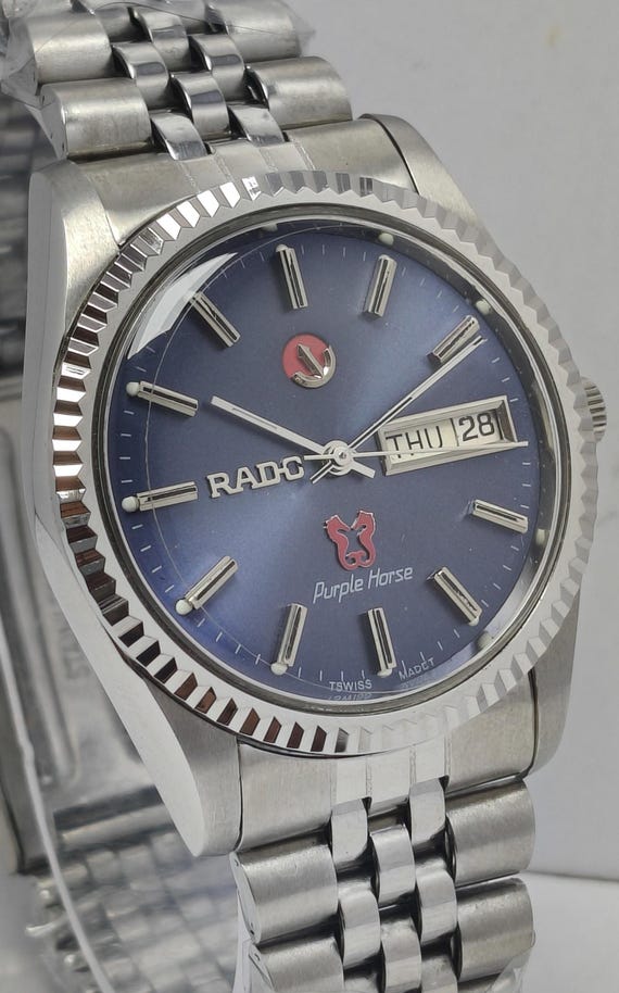 Vintage Refurbished Rado Purple Horse Automatic Blue Dial Day/date