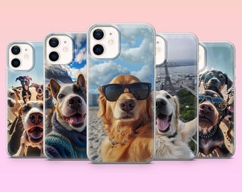 Funny dog Phone Case Animal Puppy Cover for iPhone 17Pro, 16, 15, 14, 13, 12, Samsung S25, S24, S23Fe, S22, A16, A26, A56, Pixel 10, 9Pro