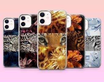 Funda de teléfono con estampado de leopardo y flores para iPhone 17Pro, 16, 15, 14, 13, 12, Samsung S25, S24, S23Fe, S22, A16, A26, A56, Pixel 10, 9Pro
