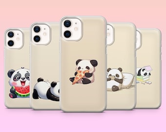 Cute panda Phone Case Animal Kawaii Cover for iPhone 17Pro, 16, 15, 14, 13, 12, Samsung S25, S24, S23Fe, S22, A16, A26, A56, Pixel 10, 9Pro