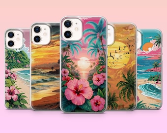 Strand Handyhülle Tropical Summer Cover für iPhone 17Pro, 16, 15, 14, 13, 12, Samsung S25, S24, S23Fe, S22, A16, A26, A56, Pixel 10, 9Pro