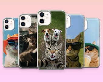 Funny cat Phone Case Silly Animal Cover for iPhone 17Pro, 16, 15, 14, 13, 12, Samsung S25, S24, S23Fe, S22, A16, A26, A56, Pixel 10, 9Pro