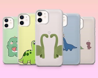 Dinosaur Phone Case Cute Animal Cover for iPhone 17Pro, 16, 15, 14, 13, 12, Samsung S25, S24, S23Fe, S22, A16, A26, A56, Pixel 10, 9Pro