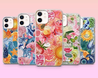 Tropical Phone Case Beach Vibes Summer Cover for iPhone 17Pro, 16, 15, 14, 13, 12, Samsung S25, S24, S23, S22, A16, A26, A56, Pixel 10, 9Pro
