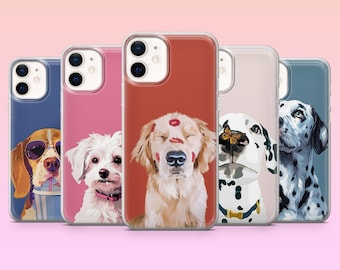 Dog Phone Case Animal Puppy Cover for iPhone 17Pro, 16, 15, 14, 13, 12, Samsung S25, S24, S23Fe, S22, A16, A26, A56, Pixel 10, 9Pro