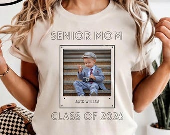 Custom Senior Mom 2026 Vintage Photo Shirt, Class of 2026, Graduation, High School Senior Shirt, Senior 2026 Shirt,Custom Shirt With Picture