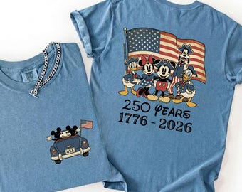 Comfort Colors® Mickey And Friends USA 250 Shirt, 1776–2026 Patriotic Anniversary Tee, Classic Stars America Shirt, 4th of July T-Shirt