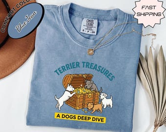 Terrier Treasures Comfort Colors T-Shirt, Vintage Rolling Stones Style Dog Mom Tee, Funny Terrier Lover Gift