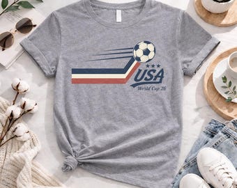 USA Fußball Fan Shirt 2026, Retro American Football Fan T-Shirt, USA WM inspiriert Grafik T-Shirt