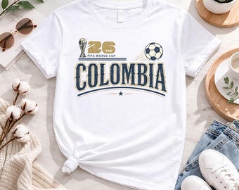 Kolumbien Fußball-WM 2026 Fußballfan-Shirt, Kolumbien Fußball-Anhänger T-Shirt, Vintage Kolumbien Fußball-Grafik-T-Shirt