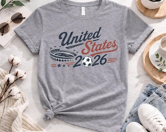 USA 2026 Fußball-Trikot, USA Fußballfan-T-Shirt, amerikanisches Fußball-Anhänger-Grafik-T-Shirt,