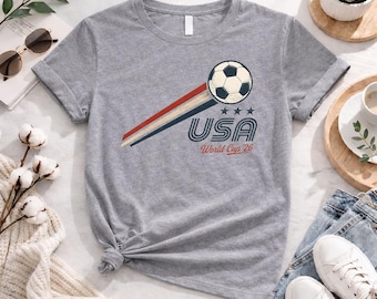 USA World Cup 2026 Shirt, Retro Fußballfan T-Shirt, American Football Anhänger Grafik T-Shirt, USA Fußball Liebhaber Geschenk