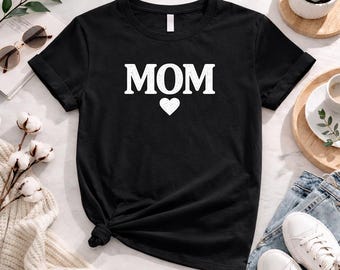 Mom Herz Grafik T-Shirt, minimalistische Mama Shirt