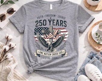 250 Jahre eine Nation unter Gott Shirt, christliches gebrochenes Adler-T-Stück, Amerika 250-jähriges Jubiläumst-Shirt