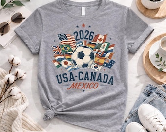 2026 USA Kanada Mexiko Fußball-Trikot, Nordamerika Fußballfan-T-Shirt, Internationaler Fußball-Anhänger Grafik-T-Shirt