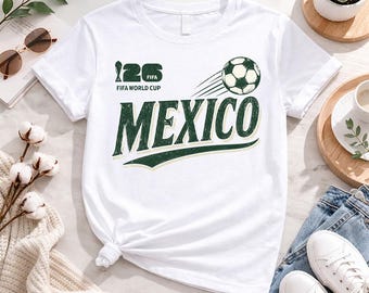 Mexiko-WM 2026 Fußballfan-Shirt, Mexiko-Fußballanhänger-T-Stück, Vintages mexikanisches Fußball-Grafik-T-Shirt