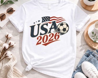 USA 2026 Fußball-Trikot, American Football Fan T-Shirt, USA Fußball-Anhänger Grafik-T-Shirt, Vaterländische Sportfan-Bekleidung