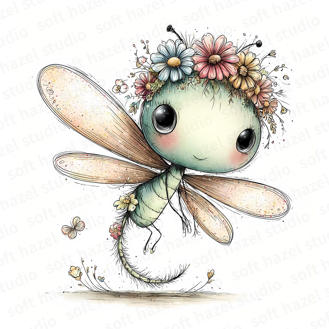 23 JPG Whimsical Spring Dragonfly Clipart Cute Dragonfly Illustration ...