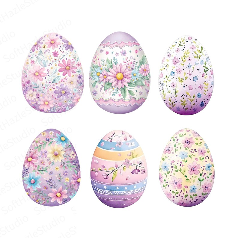 Watercolor Easter Egg Clipart PNG Bundle Cute Pastel Spring ...
