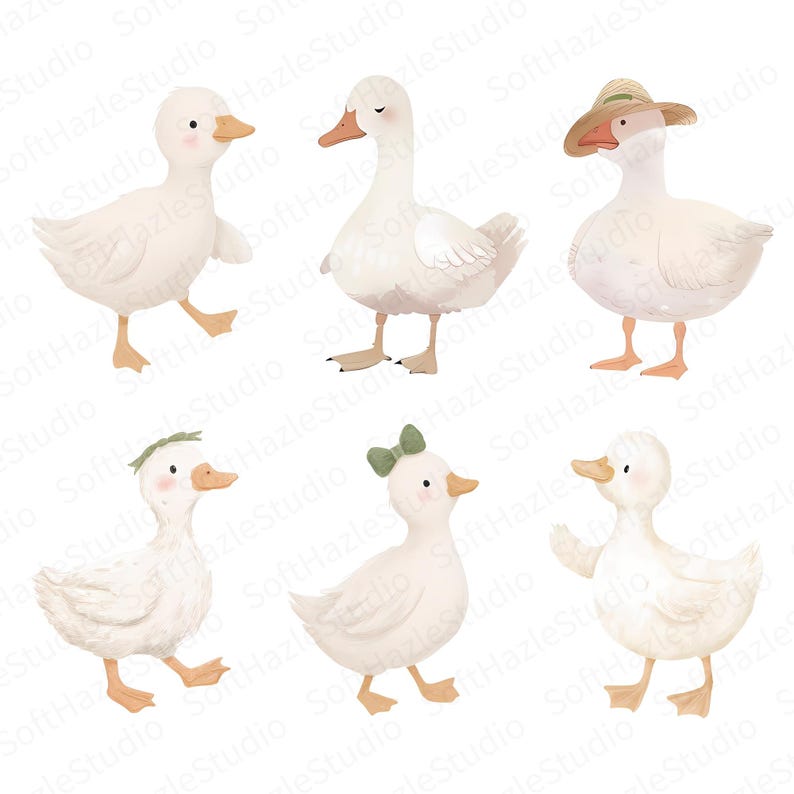 Watercolor Spring Goose Clipart Cute Easter Farm Animal PNG Coquette ...