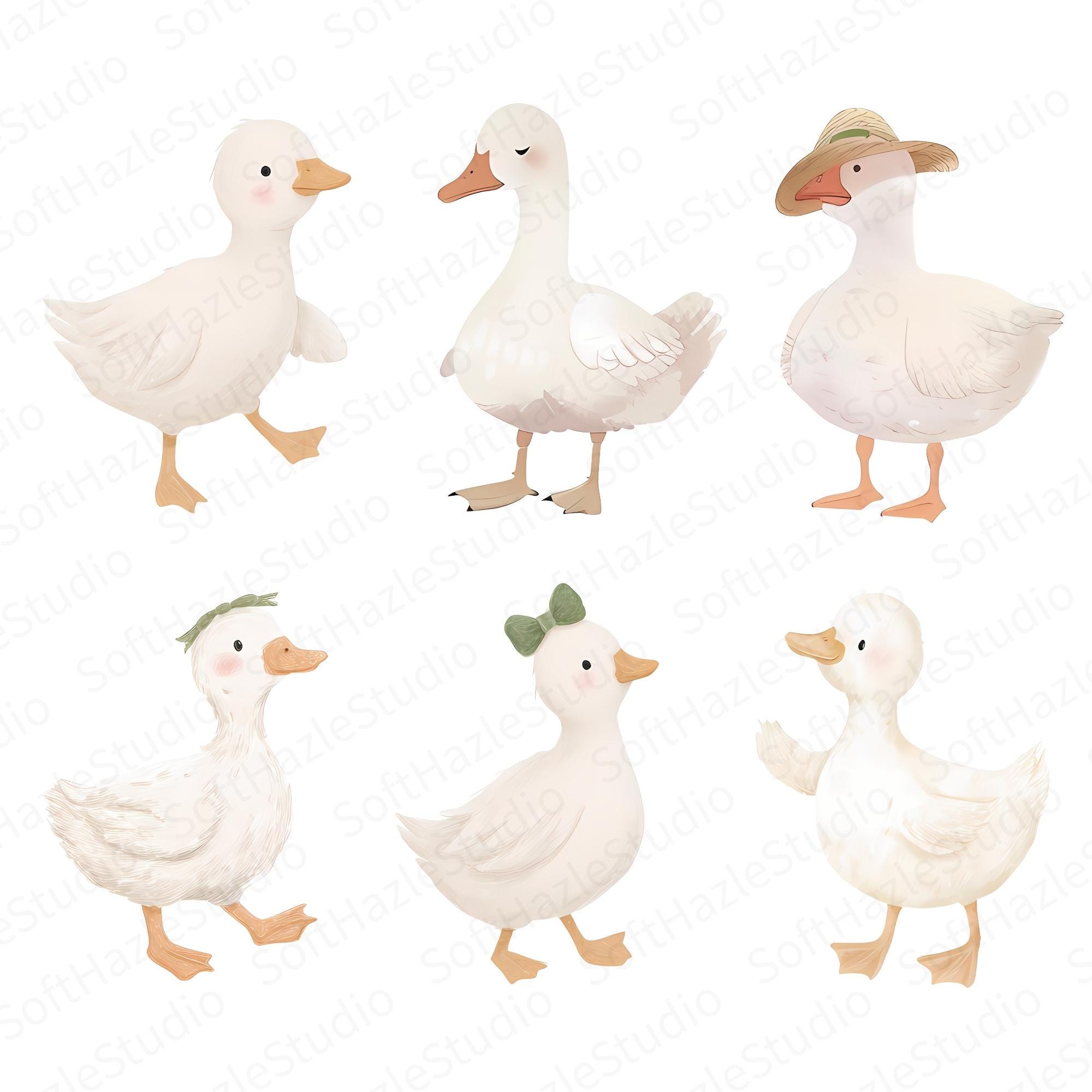 Watercolor Spring Goose Clipart Cute Easter Farm Animal PNG Coquette ...