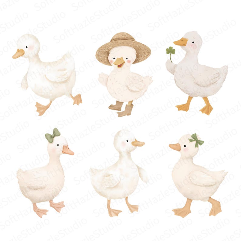 Watercolor Spring Goose Clipart Cute Easter Farm Animal PNG Coquette ...