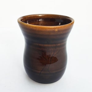 Vaso in gres vintage in ceramica da studio con motivo ad albero inciso - Piccolo vaso in ceramica o portautensili
