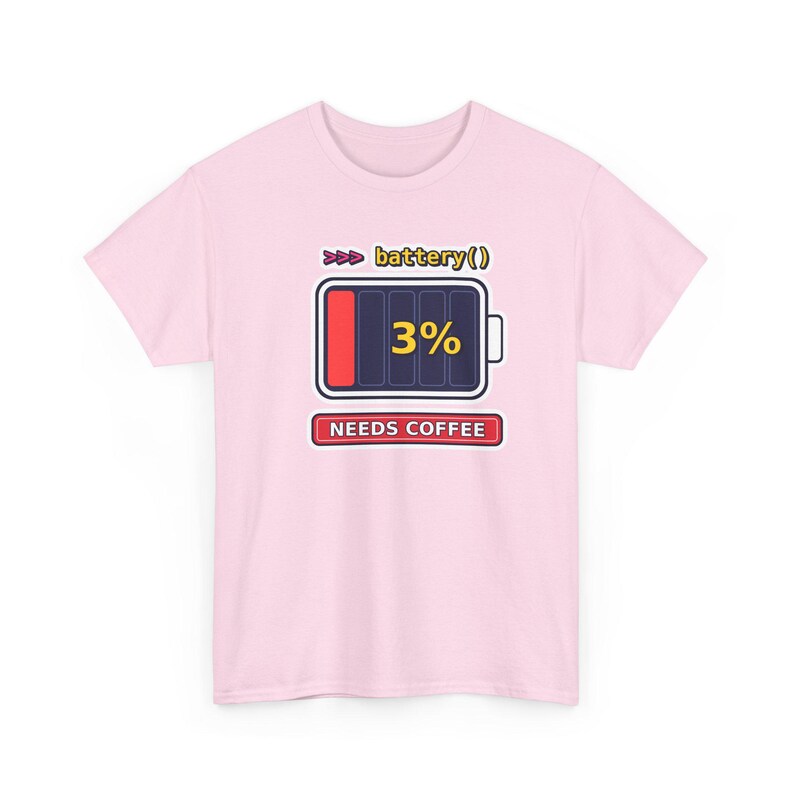 Funny Python Programmer T-Shirt, Needs Coffee Battery Shirt, Developer Gift, Coder Humor Tee, Low Battery Programmer image 12
