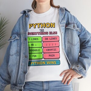 Python vs Everything Else Funny Programmer T-Shirt, Coding Humor Developer Gift, Software Engineer Tech Nerd Tee, Gildan 5000 Unisex image 9
