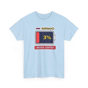 Funny Python Programmer T-Shirt, Needs Coffee Battery Shirt, Developer Gift, Coder Humor Tee, Low Battery Programmer image 8