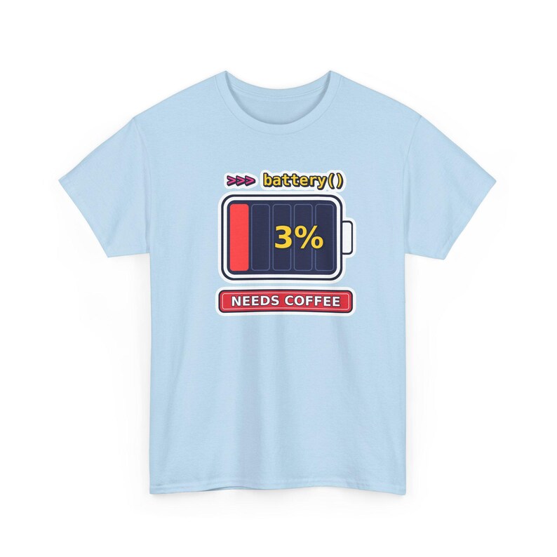 Funny Python Programmer T-Shirt, Needs Coffee Battery Shirt, Developer Gift, Coder Humor Tee, Low Battery Programmer image 8