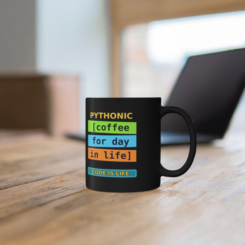 Funny Pythonic Coffee Code Is Life Programmer Black Mug, Coding Humor Developer Gift, Software Engineer Coffee Cup, Ceramic Mug 11oz 15oz image 5