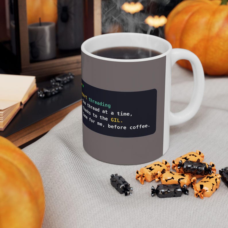 Taza para desarrolladores de Python, taza de café divertida para programadores GIL, chiste sobre hilos de Python, regalo para ingenieros de software, humor sobre programación, cerámica de 11 oz y 15 oz. imagen 9
