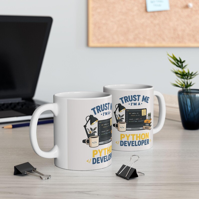 Python Developer Coffee Mug, Funny Programmer Mug, Trust Me I'm a Developer, Coding Gift for Software Engineer, Ceramic Coffee Cup image 5