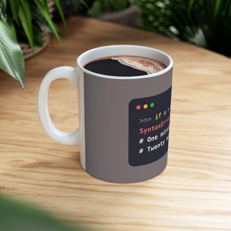 Python Beginner Mug, Funny Syntax Error Coffee Mug, Learn to Code Gift, Coding Student Gift, Programmer Humor, Ceramic 11oz & 15oz imagem 6