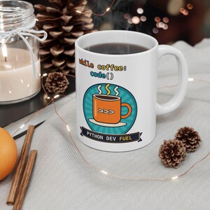Python Developer Coffee Mug, While Coffee Code Funny Programmer Cup, Software Engineer Gift, Coding Lover Ceramic Mug, Tech Nerd Geek Tea Cu image 3