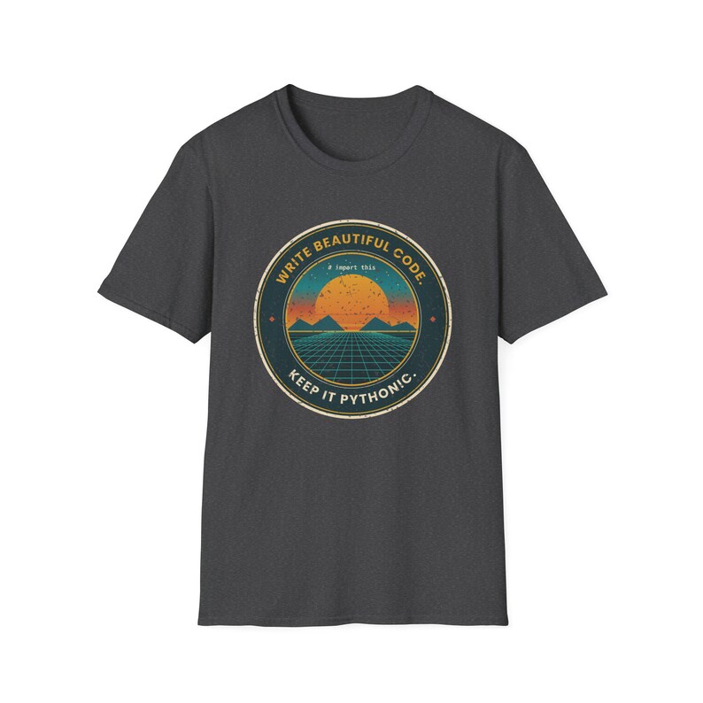 Write Beautiful Code Retro Sunset Python T-Shirt, Keep It Pythonic Shirt, Vintage 80s Programmer Tee, Developer Gift, Coding Humor image 5