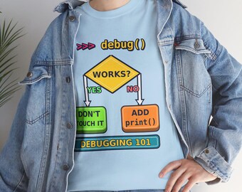 Lustiges Programmierer-T-Shirt „Debugging 101“, Entwickler-Humor-Geschenk, Software-Ingenieur-Tech-Nerd-Shirt, T-Shirt für Informatik-Geeks