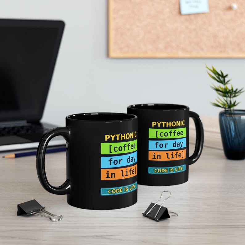 Funny Pythonic Coffee Code Is Life Programmer Black Mug, Coding Humor Developer Gift, Software Engineer Coffee Cup, Ceramic Mug 11oz 15oz image 4