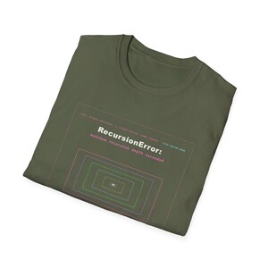 Camiseta divertida para programadores de Python / Humor sobre errores de recursión en la programación / Regalo para ingenieros de software / Para fanáticos de la informática / Camiseta para desarrolladores sobre depuración imagen 7