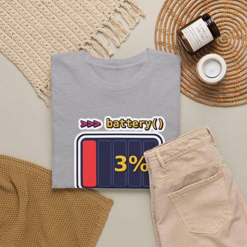 Funny Python Programmer T-Shirt, Needs Coffee Battery Shirt, Developer Gift, Coder Humor Tee, Low Battery Programmer image 5