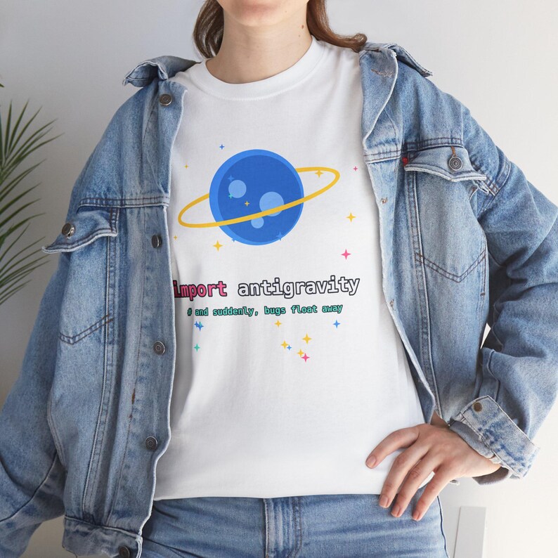 Camiseta de Python con temática antigravedad, camiseta con huevo de Pascua de Python, camiseta para programadores espaciales, regalo divertido para programadores, humor para desarrolladores. imagen 4