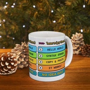 Funny Learn Python Programmer Mug, Coding Humor Developer Gift, Software Engineer Coffee Cup, Computer Science Geek Ceramic Mug 11oz 15oz image 6