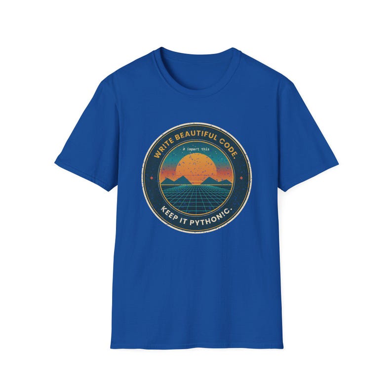 Write Beautiful Code Retro Sunset Python T-Shirt, Keep It Pythonic Shirt, Vintage 80s Programmer Tee, Developer Gift, Coding Humor image 6