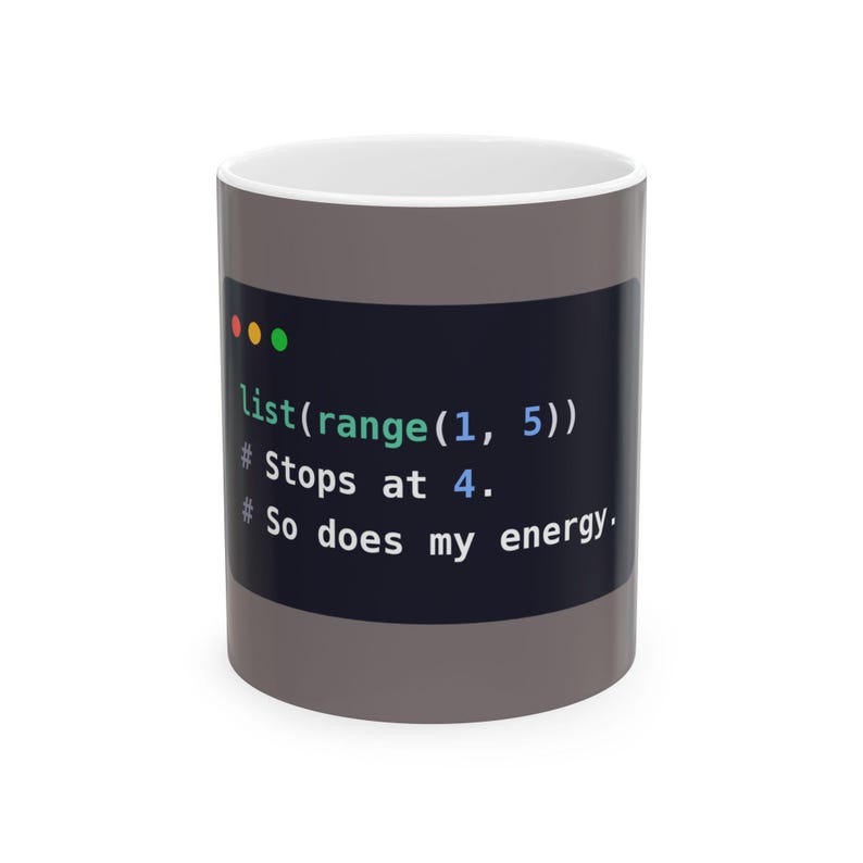 Python Programmer Mug, Funny Range Function Coffee Mug, Low Energy Coder Joke, Developer Gift, Software Engineer Gift, Ceramic 11oz & 15oz Bild 2